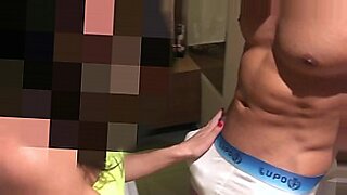 big tits mom in bathroom with son