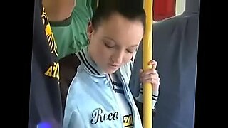 schoolgirl fucked from behind by a business man finishing with hand facial on the bus